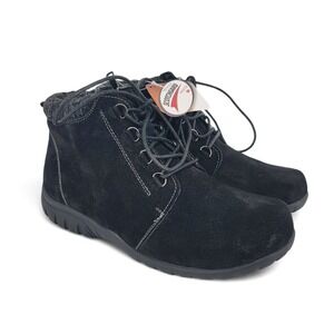 Propet Black Suede Lace-Up Ankle Boots